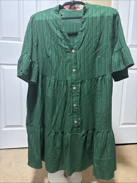 SHEIN Dresses & Skirts - SHEIN Green Button-Front Tiered Midi Dress